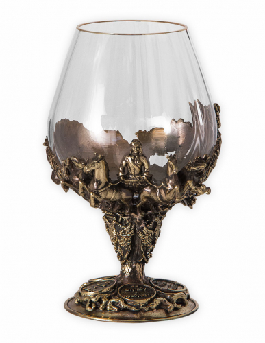 Бокал для бренди "Княжеский" Богемия, Н=160 мм.,V=400 мл.,отделка "Оптика" (в деревянном футляре) фото 3